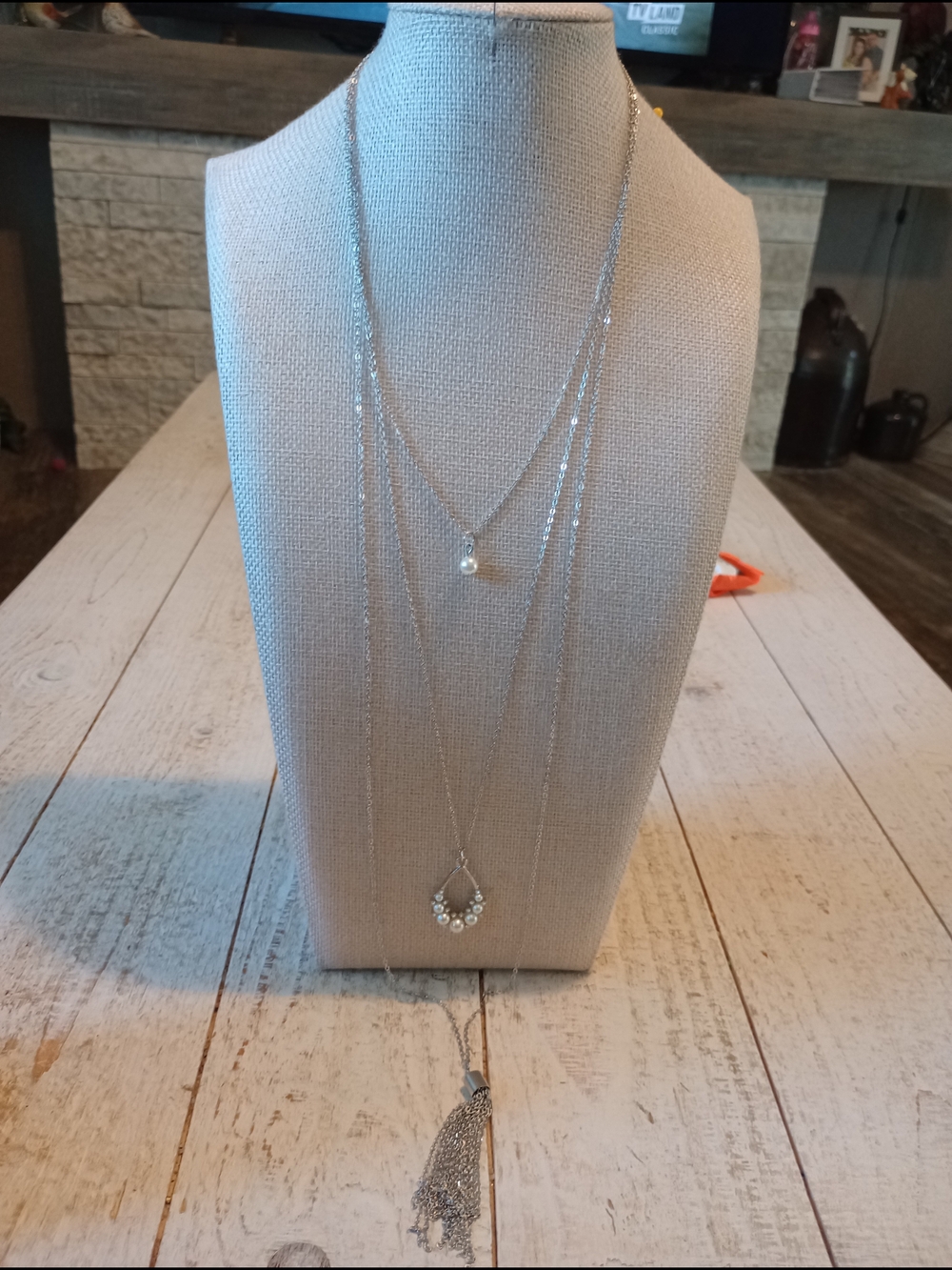 paparazzi Silver-Tone Layered Pearl & Tassel Necklace